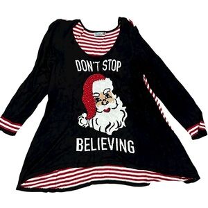 Women’s Unity World Wear Plus Size Santa Holiday Christmas Tunic Sweater 1X XL